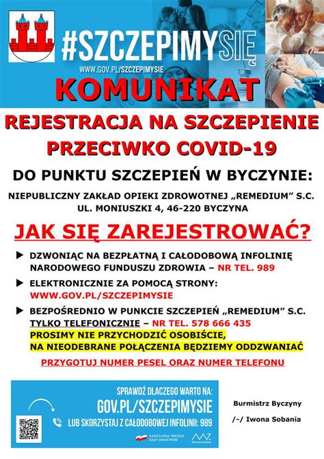 Doskonale wiemy o tym, że seniorzy stanowią bardzo niewielką grupę. Rejestracja na szczepienie przeciwko COVID-19 do punktu szczepień w Byczynie - KulisyPowiatu.pl ...