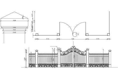 Autocad Drawing Of Main Gate Elevation With Dimensions Cadbull Images And Photos Finder