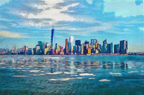 Colorful New York Skyline Painting Painting By Wall Art Prints