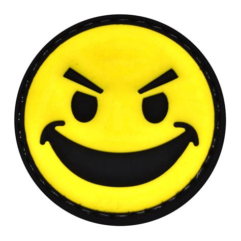 Evil Smiley Face Pvc Patch Yellow Razor Edge Group