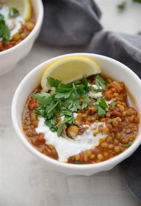 Cover and simmer til cauliflower is tender, 20 minute. Moroccan Lentil & Chickpea Soup | Recipe | Chickpea soup ...
