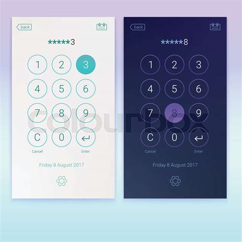 Passcode Interface For Lock Screen Login Or Enter Password Pages Concept Of Ui Design Day And