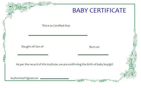 14 Baby Certificate Templates Free Word And Pdf Samples Formats