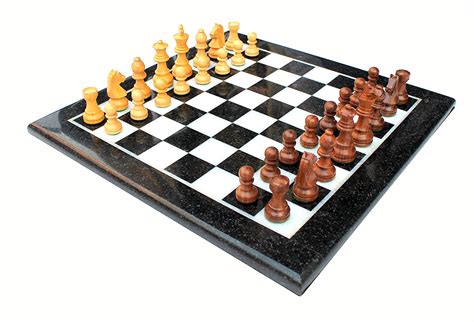 Stonkraft 15 X 15 Collectible Black Marble Chess Game Board Set Wood