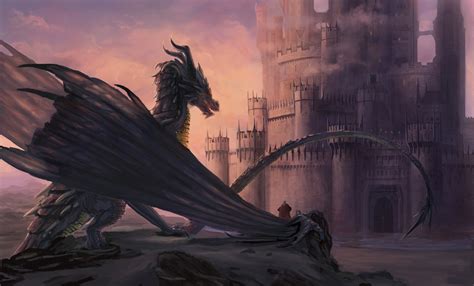 Wallpaper Fantasy Art Artwork Castle Dragon Mythology Darkness