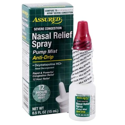 Assured Severe Congestion Nasal Relief Spray Pump Mist Anti Drip Fl Oz