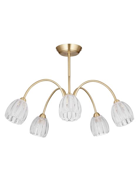 Downrod mounts are best used for high ceilings, while flush mounts are best used for low ceilings. John Lewis & Partners Brooke Fluted 5 Arm Ceiling Light, Satin Brass at John Lewis & Partners
