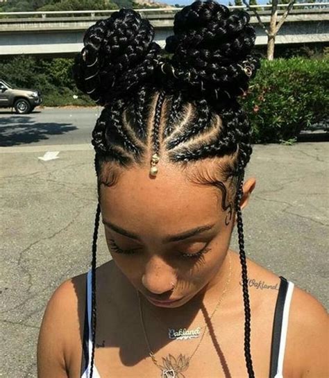5 Beautiful Pigtail Buns For Black Women In 2020 Cornrow Hairstyles