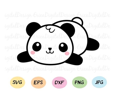 Cute Baby Panda Layered SVG Kawaii Panda Lying Down Cut File Etsy