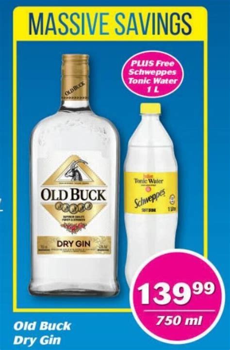 Old Buck Dry Gin 750ml Plus Free Schweppes Tonic Water 1l Offer At Cambridge Food