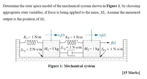 Solved Determine The State Space Model Of The Mechanical