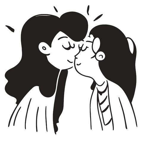 premium vector lesbian couple in love hand drawn flat stylish cartoon sticker icon concept