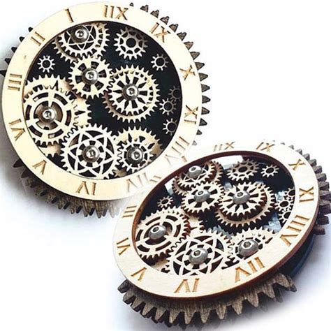 Laser Cut Wooden Wall Clock Mechanism With Gears Vector File Free