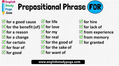 The first type of prepositional phrase modifies a noun. 19 Prepositional Phrase FOR Examples