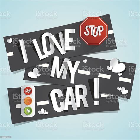 I Love My Car Banners Stock Illustration Download Image Now Car