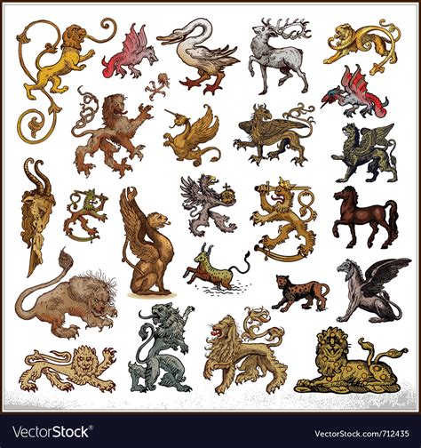 Heraldic Beast Collection Royalty Free Vector Image