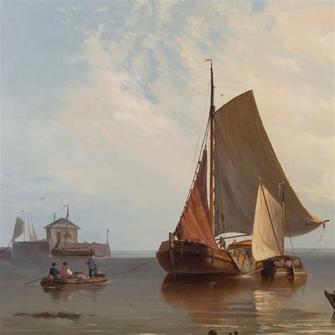 J De Koster J De Koster Fishing Vessels At Shoreline 1871