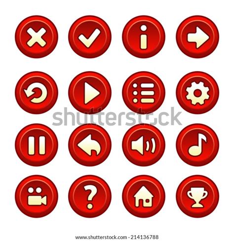 Red White Game Buttons Icons Set Stock Illustration 214136788