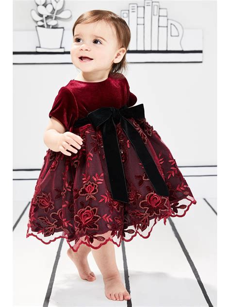 Velvet And Embroidered Lace Dress For Baby Chasing Fireflies