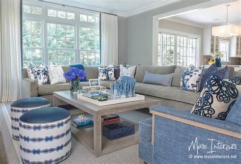 blue gray living room - modern house designs