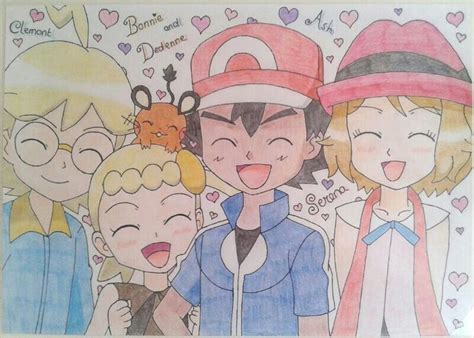 Ash Serena Clemont And Bonnie Anime Pokemon My Drawings