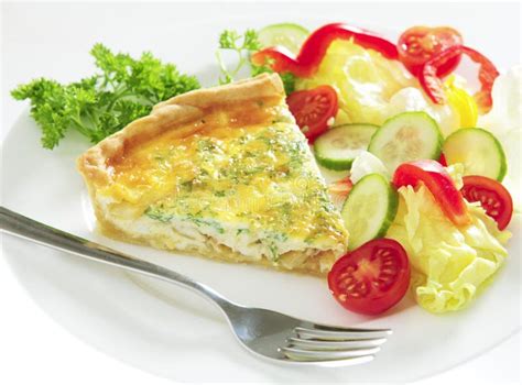 Cheese Quiche Horizontal With Salad Stock Photo Image Of Cooking