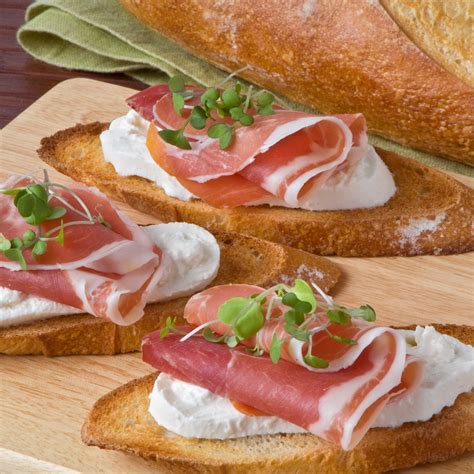 Prosciutto And Burrata Crostini Turano Baking Co