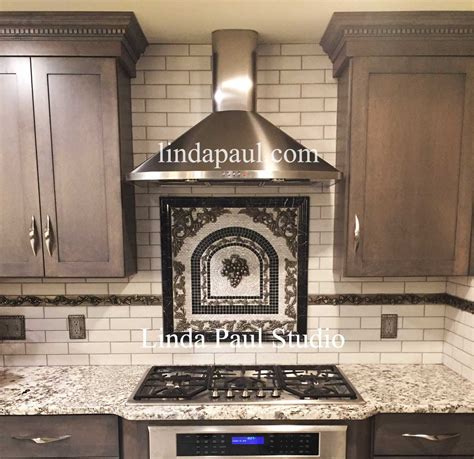 Grapes mosaic tile medallion kitchen backsplash mural from mosaic backsplash, image by:hotelresidencia.com mosaic backsplash from mosaic backsplash, image by:upkeepmyhome.com. Kitchen backsplash ideas, pictures and installations