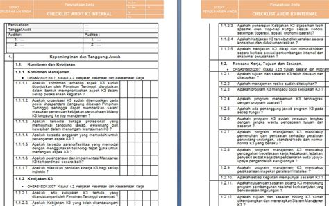Contoh Checklist Internal Audit Iso 9001 Erometal