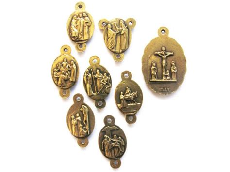 Brass Medal Set For Making Dolour Rosary Seven Sorrows Our Lady Rosary