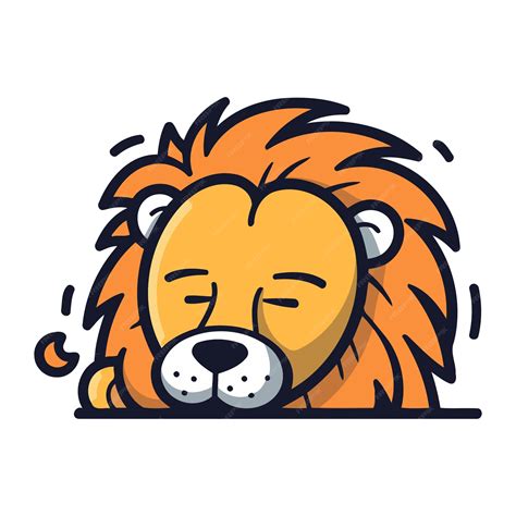 Premium Vector Lion Sleep Icon Cute Cartoon Character Vector Illustration