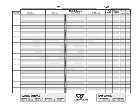 Wrestling Bout Sheets