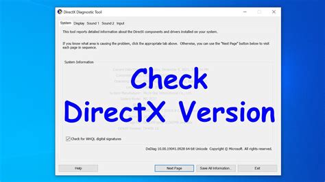 How To Check Version Of Directx On Windows 10 Pc Youtube