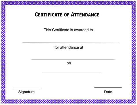 Attendance Certificate Template Word Attendance Certificate Template