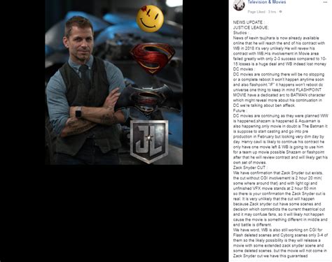 An australian reddit user, 22, has sent out an internet s.o.s. Zack Snyder cut confirmation. This fb pages & someone on ...