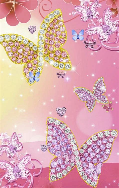 Iphone Glitter Pink Butterfly Wallpaper Download Free Mock Up