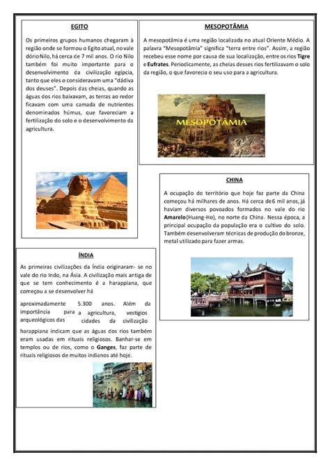 Atividades Sobre As Primeiras Civilizações 5 Ano