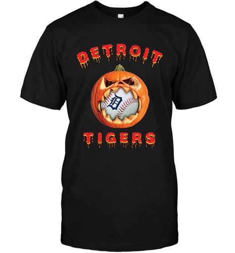 Mlb Detroit Tigers Halloween Pumpkin Baseball Sports T Shirt Sport T