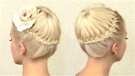 Bring on the hair accessories! Crown braid tutorial Prom updo hairstyle for medium long ...