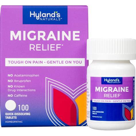 Hylands Naturals Migraine Relief Natural Pain Relief 100 Tablets