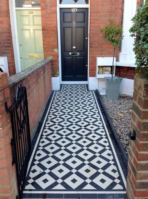 Black And White Victorian Mosaic Tile Path Balham York Stone London 1