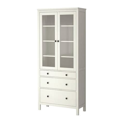 Hemnes Glass Door Cabinet With 3 Drawers White Stain Ikea