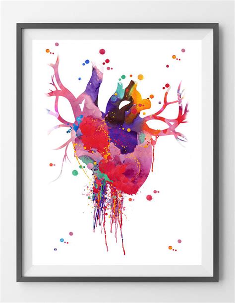 Heart Anatomy Watercolor Print Abstract Medical Art The Human Etsy