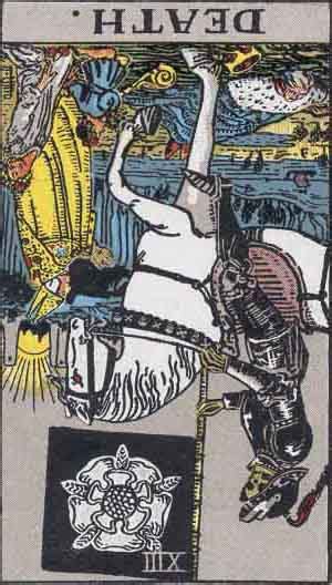 When the death tarot card is in a reversed position, the flag will fell off from the skeleton's hand. The Death Card Tarot Meaning - TarotLuv