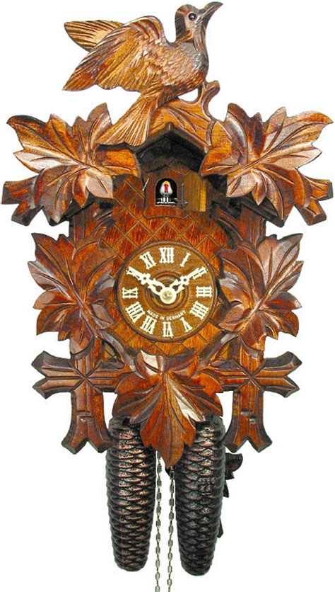 Wall Cuckoo Clock Mechanical 8 Day With 1 Bird And 5 Leaves German Black