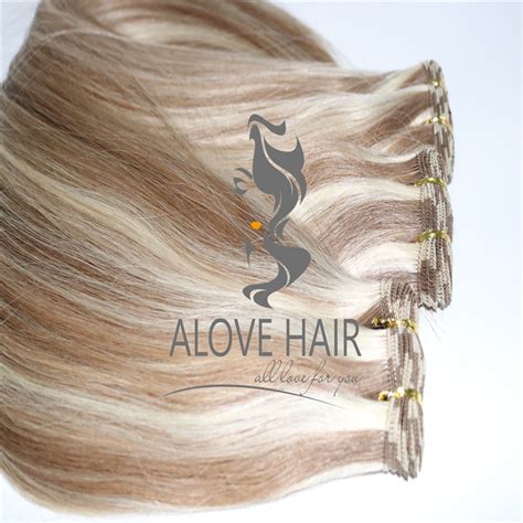 Full Cuticle Hand Tied Weft Hair Extensions For Thin Hair Alove Hair