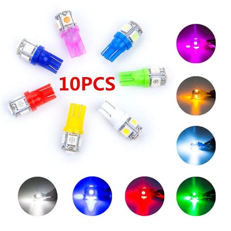 10pcs 12v 24v T10 5 Smd Led 194 168 192 W5w Car Truck Interior Side