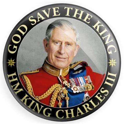Hm King Charles Iii God Save The King 38mm Bestseller Button Pin