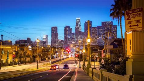 4k Downtown Los Angeles City At Night Timelapse View Stock Footage