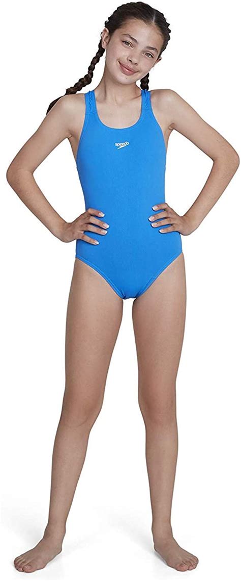 Speedo Girls Essential Endurance Medalist Swimsuit 24 5 6 Years Neon Blue Uk